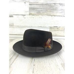 Biltmore Golden Pheasant Mens 6 7/8 Terra Brown Velour Felt Fedora Hat Vintage